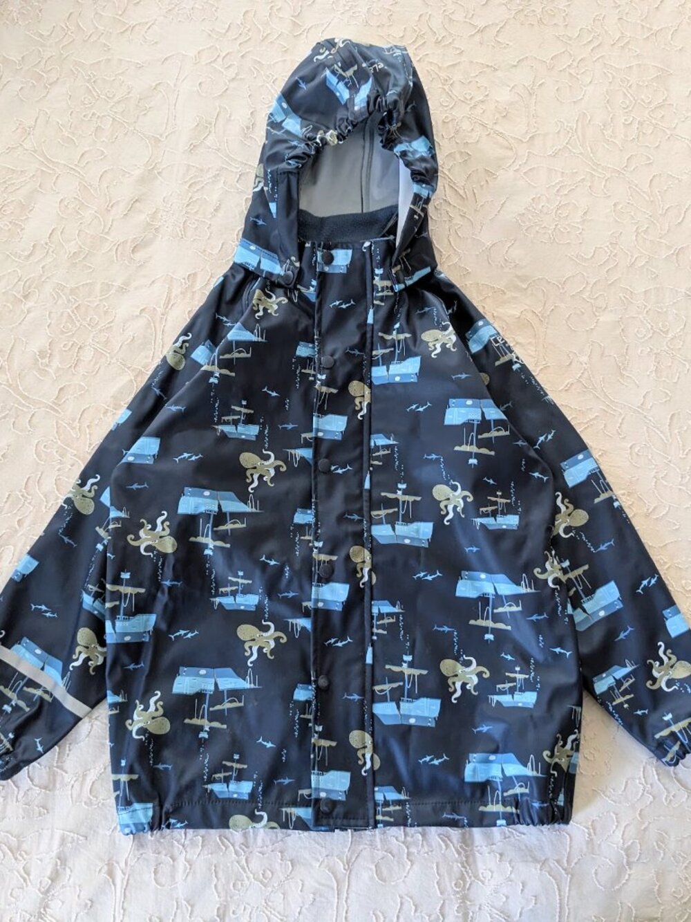 CELAVI 6/7Y 120cm Ship & Octopus Boys Rain Jacket